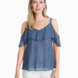 Cold shoulder spaghetti strap lace top